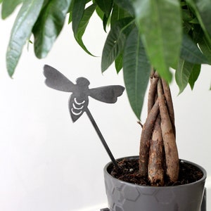 Steel Honey Bee Plant Stake for potted plants and garden decor
