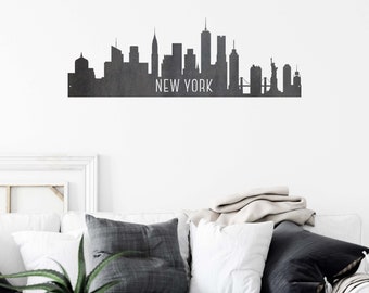 New York Skyline Metal Art  |  NYC home wall decor gift cityscape decor farmhouse wall art rustic handmade home decor