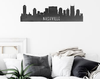 Nashville Skyline Metal Art  |  Tennessee home decor farmhouse wall art man cave decor gifts for him sports gift state decor holiday gift