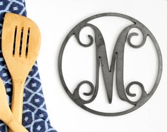 Personalized Kitchen Trivet  |  mothers day monogram pot holder hot plate monogram kitchen dining decor serving piece