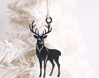 Deer Christmas Tree Ornament | Metal Holiday Decoration Vintage Christmas Gift Rustic Farmhouse Home Decor Christmas Tree Forest Ornament