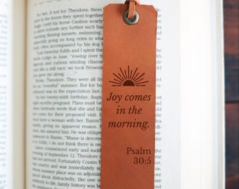 Joy Comes In The Morning Leather Bookmark | Reading Accessory Gift for Book Lovers