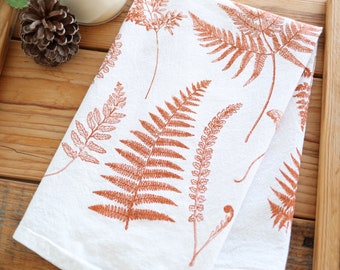 Red Fern Tea Towel  |  cottagecore kitchen towel mothers day pastel botanical flour sack tea towel grandmillenial floral decor