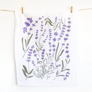Lavender Tea Towel  |  floral kitchen towel baking hand towel spring lilac garden hostess gift botanical towel