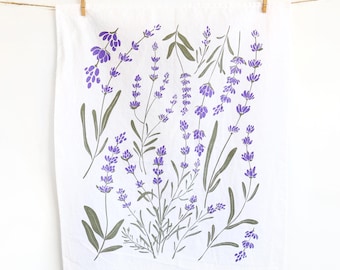 Lavender Tea Towel  |  floral kitchen towel baking hand towel spring lilac garden hostess gift botanical towel