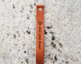 Be Still And Know Wristlet Engraved Leather | Women's Accessories Gifts For Her Leather Wristlet