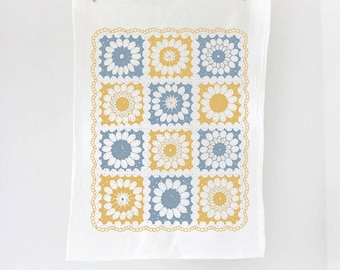Crochet Granny Square Tea Towel | cottagecore cotton tea towel farmhouse kitchen hand towel homestead rustic decor crochet
