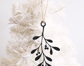 Mistletoe Christmas Tree Ornament | Metal Holiday Decoration Vintage Christmas Gift Rustic Farmhouse Home Decor Christmas Tree Ornament