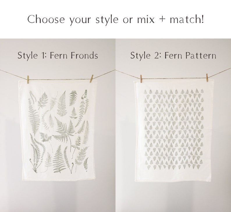 Fern Fronds Pattern Tea Towel Set of 2 botanical flour sack towel dish towel kitchen hand towel floral cottagecore kitchen hostess gift image 9