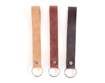 Leather Keychain Wristlet |  keychain wristlet unisex keyring key fob leather wrist strap gift for him gift for her