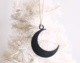 Moon Christmas Tree Ornament | Metal Holiday Decoration Vintage Christmas Gift Rustic Farmhouse Home Decor Christmas Tree Moon Ornament