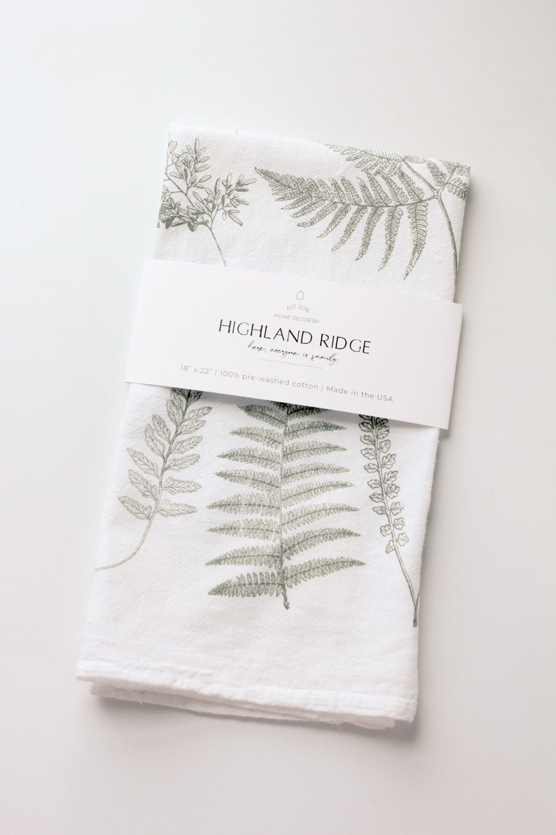 Fern Fronds Pattern Tea Towel Set of 2 botanical flour sack towel dish towel kitchen hand towel floral cottagecore kitchen hostess gift image 10