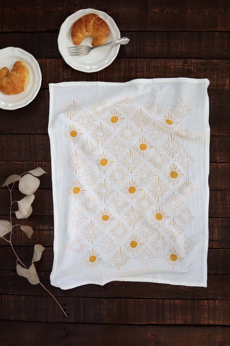 Sundance Pattern Tea Towel yellow hand towel flour sack kitchen dish towel image 4