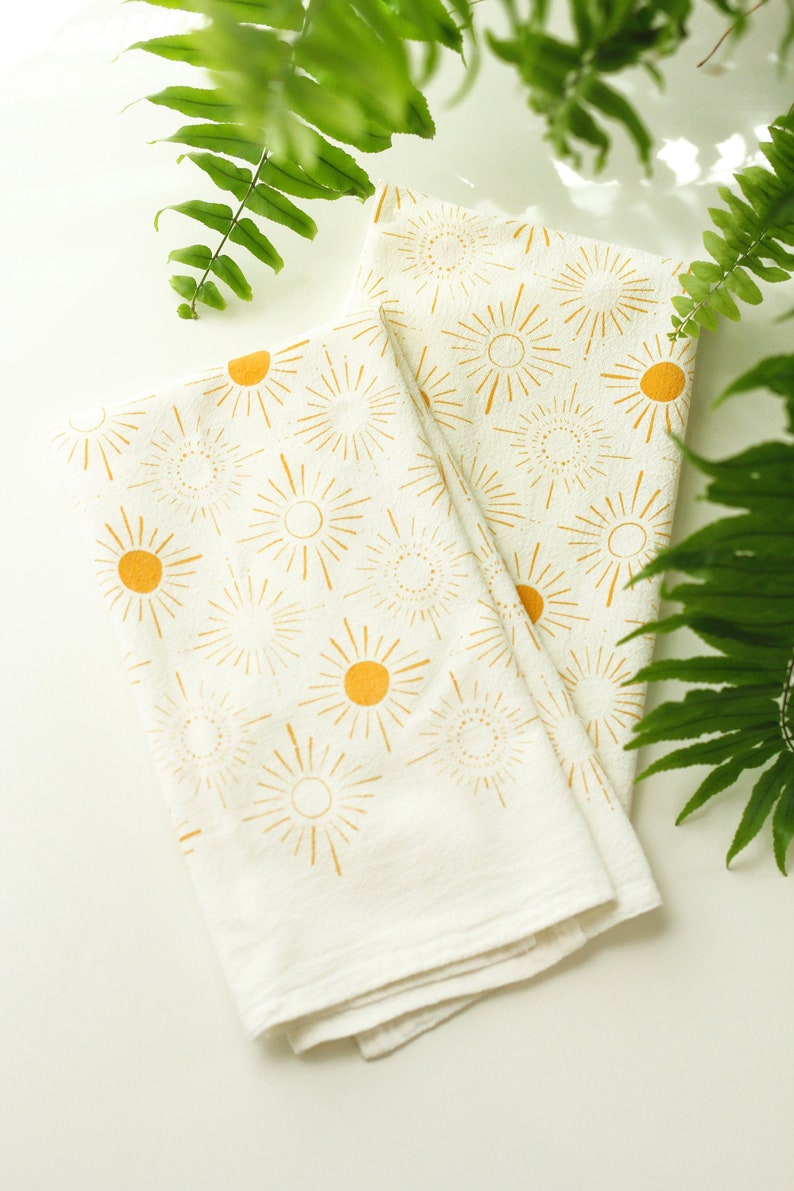 Sundance Pattern Tea Towel yellow hand towel flour sack kitchen dish towel image 9