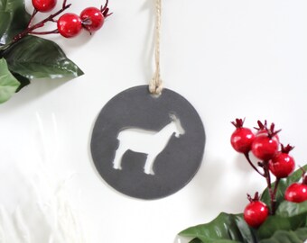 Goat Christmas Tree Ornament |  farmhouse goat Christmas ornament holiday stocking stuffer secret santa gift hostess gift tree decorations