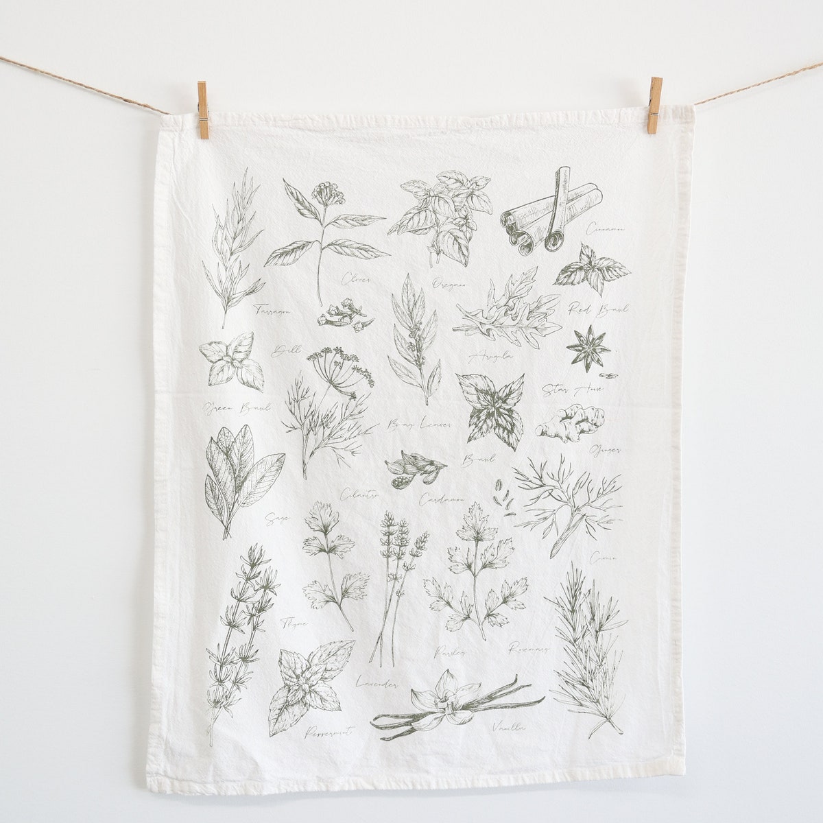 Kitchen Herbs Tea Towel - Etsy