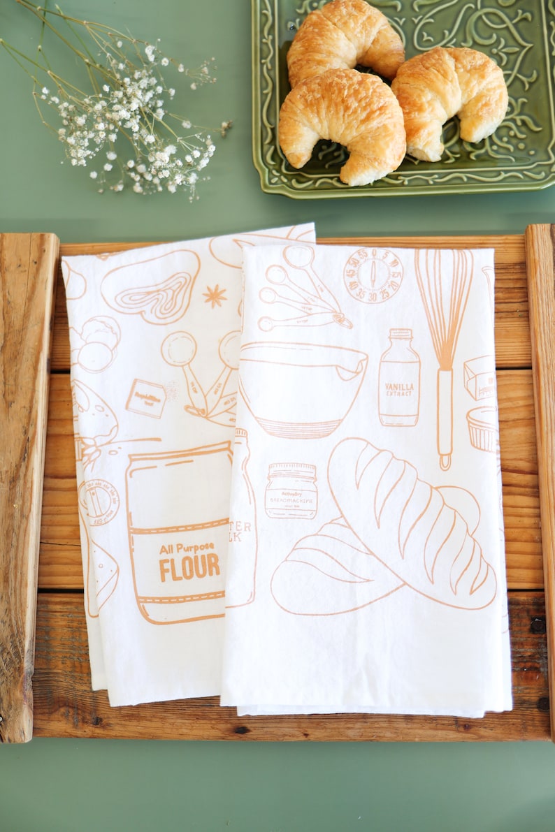 Bread Baking Tea Towel bakers tea towel sourdough bread baking ingredients kitchen towel mothers day gift farmhouse recipe towel image 3