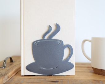 Coffee Bookend  |  coffee lover gift home decor coffee shop bookcase organization book shelf gift for him