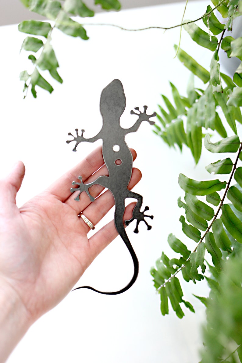 Gecko Statue Metal Art Gecko Garden Statue Cottagecore Etsy
