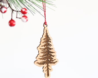 Christmas Tree Ornament - Redwood | wooden stocking stuffer hostess gift holiday tree decor