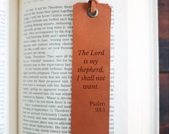 The Lord is my Shepherd Leather Bookmark | Reading Accessory Gift for Book Lovers