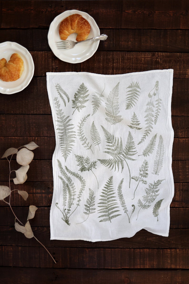 Fern Fronds Tea Towel cottagecore kitchen towel mothers day pastel botanical flour sack tea towel grandmillenial floral decor image 8