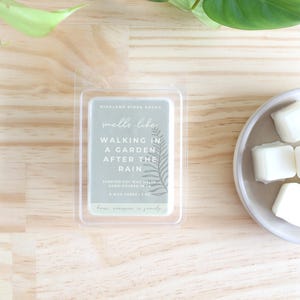 Walking in a Garden After the Rain Wax Melt |  scented soy wax melts | gardenia + fern | wax tarts | wax cubes | melting wax | aromatherapy