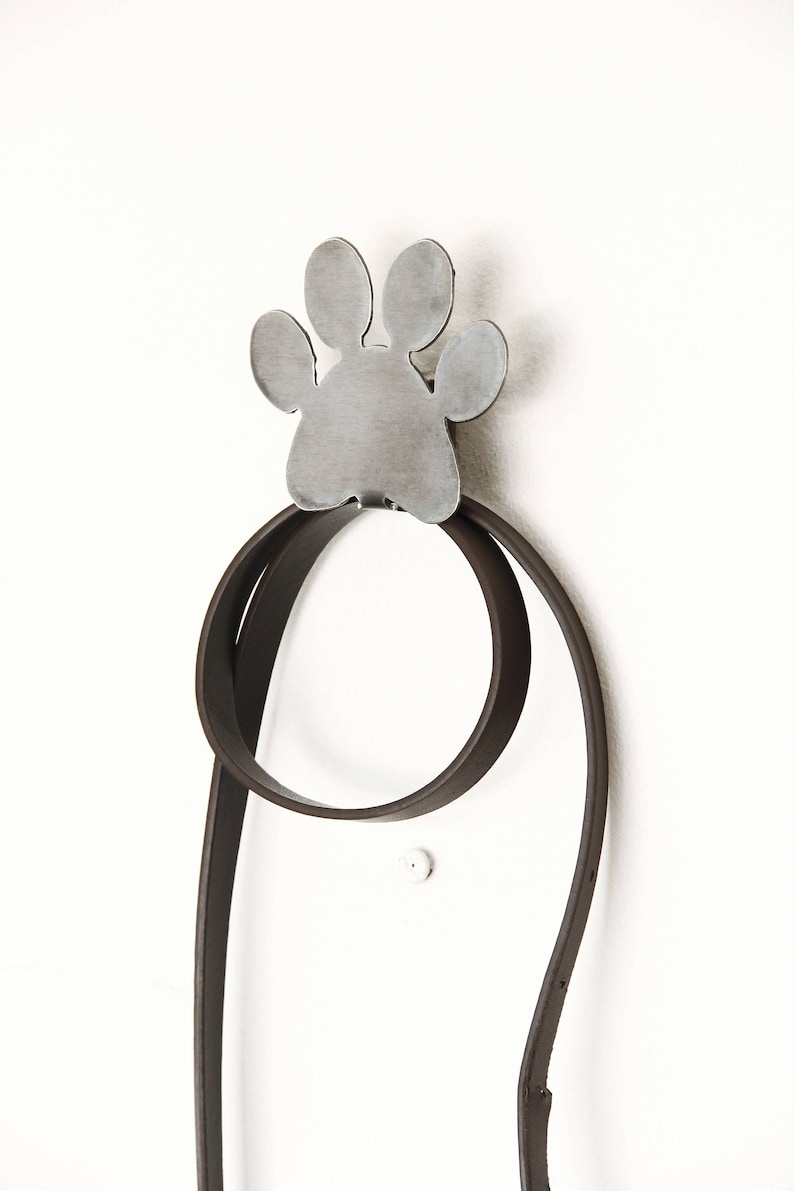 Paw Print Dog Leash Holder dog lover gift metal wall hook Etsy