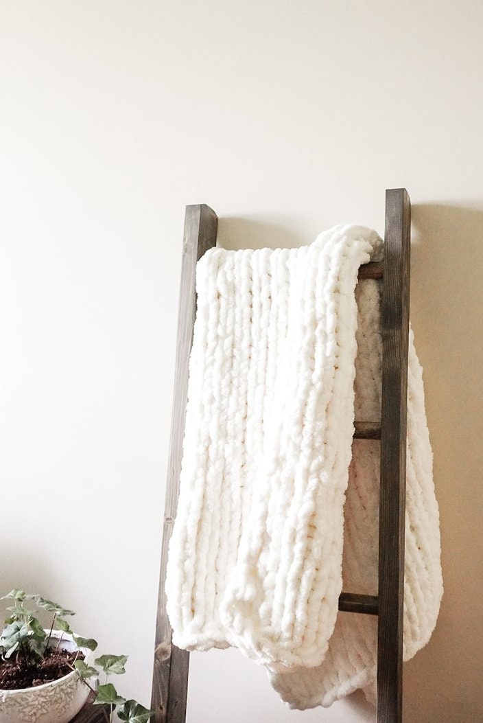 Handknit Chunky Chenille Throw Blanket Chunky Throw Blanket Etsy