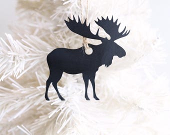 Moose Christmas Tree Ornament | Metal Holiday Decoration Vintage Christmas Gift Rustic Farmhouse Home Decor Christmas Tree Forest Ornament