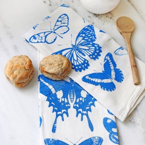 Butterfly Tea Towel  |  cottagecore flour sack tea towel butterfly dish towel kitchen decor grandmillennial bar cart accessory