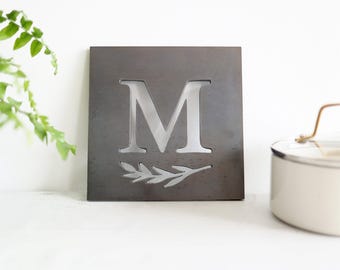 Personalized Kitchen Trivet Hot Plate Monogram Pot Holder Square | Custom Hostess Gift