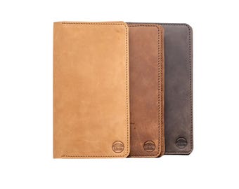 Cartera para teléfono / Ranuras para tarjetas de viaje de cuero Estuche para teléfono de cuero marrón elegante hecho a mano Cartera para tarjetas Cartera duradera para teléfono y tarjetas