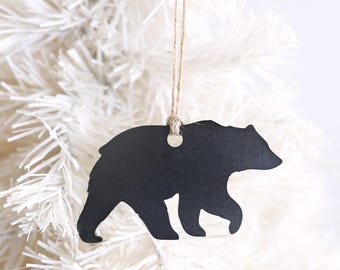 Bear Christmas Tree Ornament | Metal Holiday Decoration Vintage Christmas Gift Rustic Farmhouse Home Decor Christmas Tree Forest Ornament
