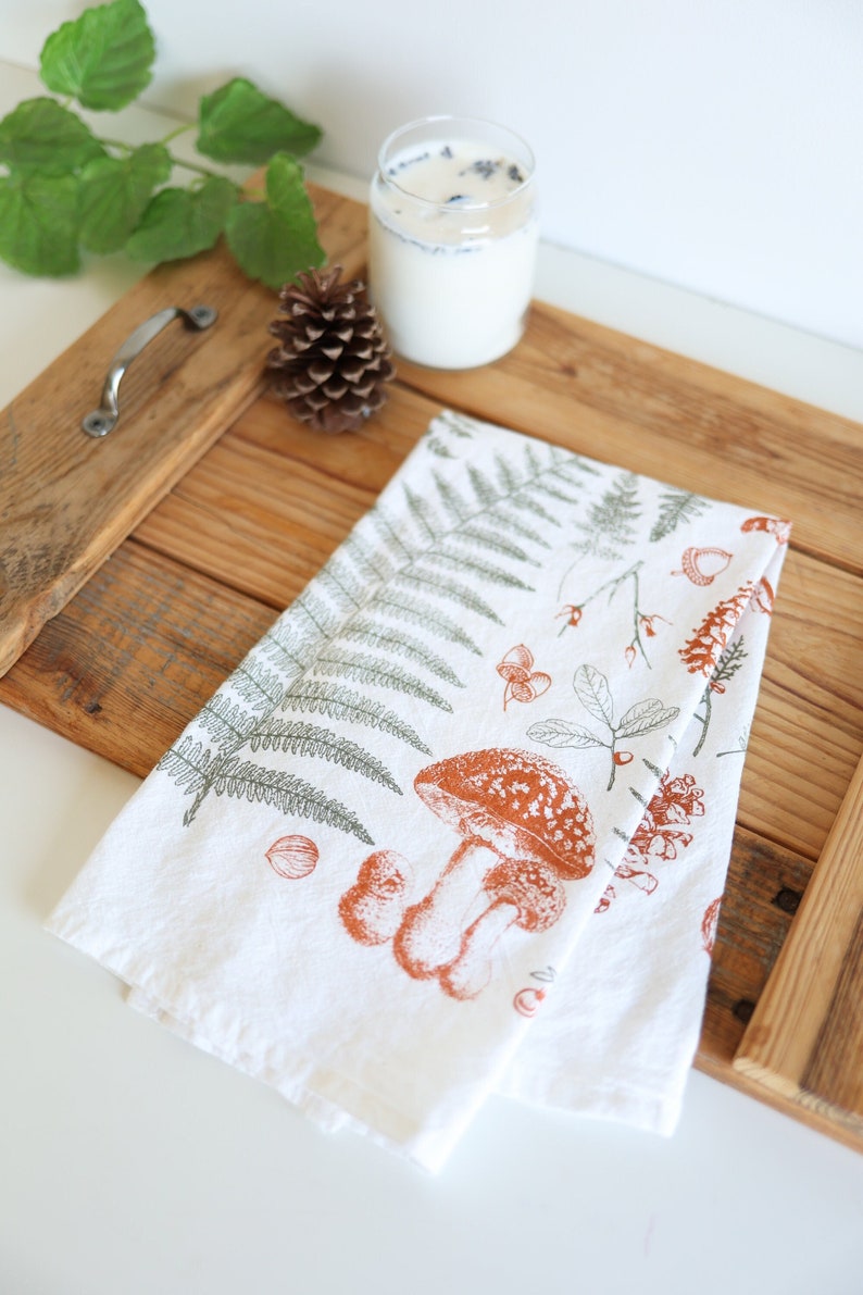 Forest Floor Tea Towel cottagecore forest finds mothers day flour sack tea towel forest dish towel kitchen decor image 1