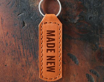 Made New Keychain Engraved Leather | Faith Keychain for Men Leather Gift For Him