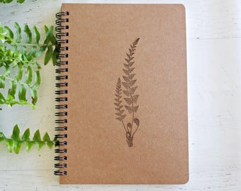 Fern Notebook Journal | Spiral Notebook Writing Journal Daily Planner Travel Sketch Book Unlined Paper Work Organization Notes