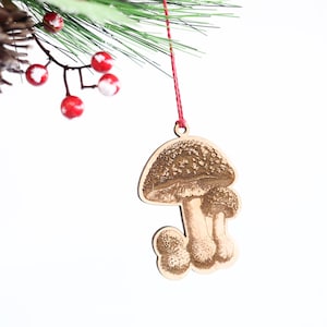 Mushroom Christmas Ornament |  forest floor decor holiday tree ornament wooden ornament stocking stuffer hostess gift