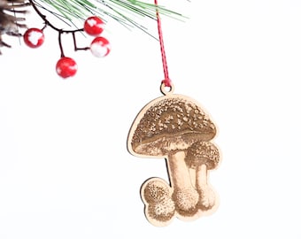 Mushroom Christmas Ornament |  forest floor decor holiday tree ornament wooden ornament stocking stuffer hostess gift