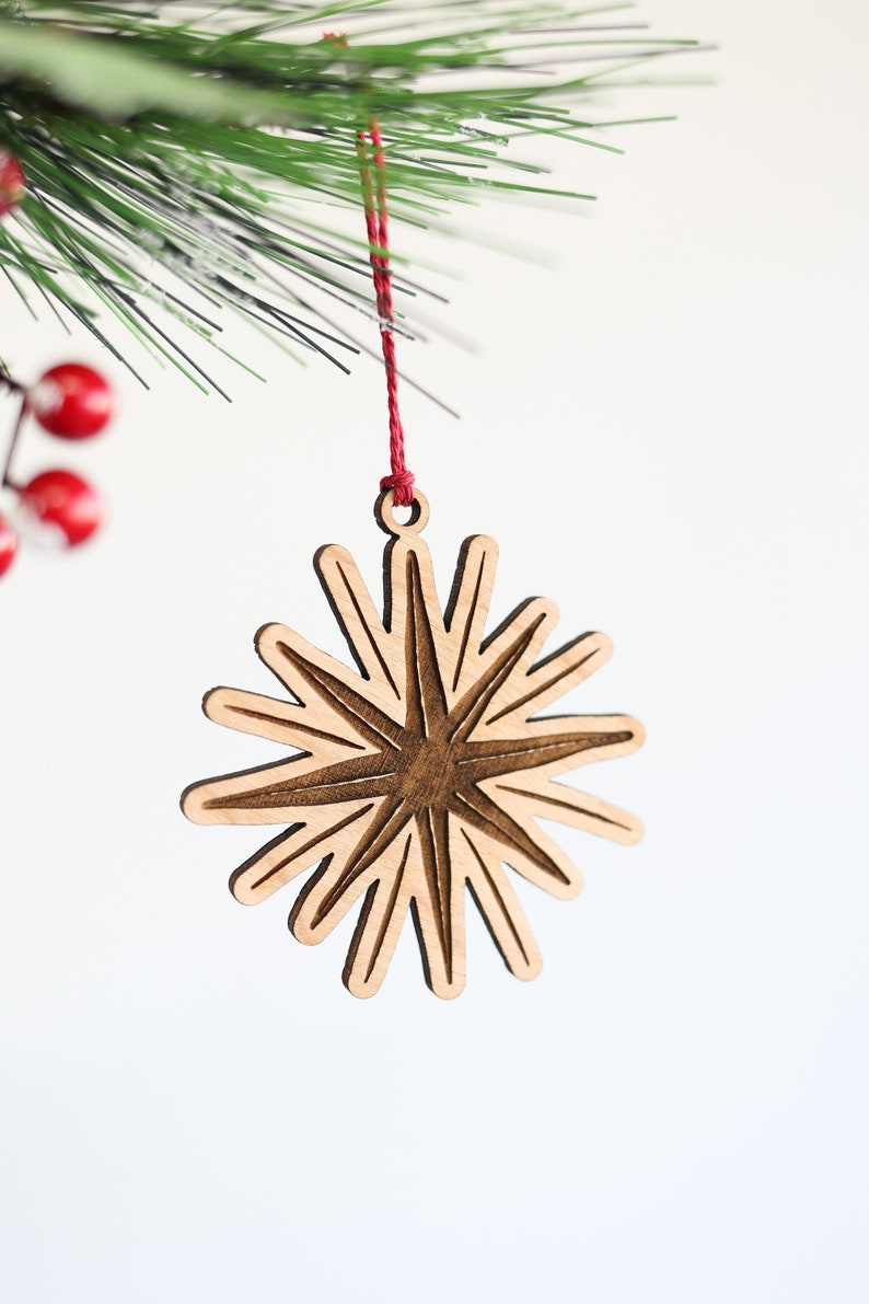 Starlight Christmas Ornament Christmas star holiday wooden ornament stocking stuffer hostess gift celestial tree decor image 1