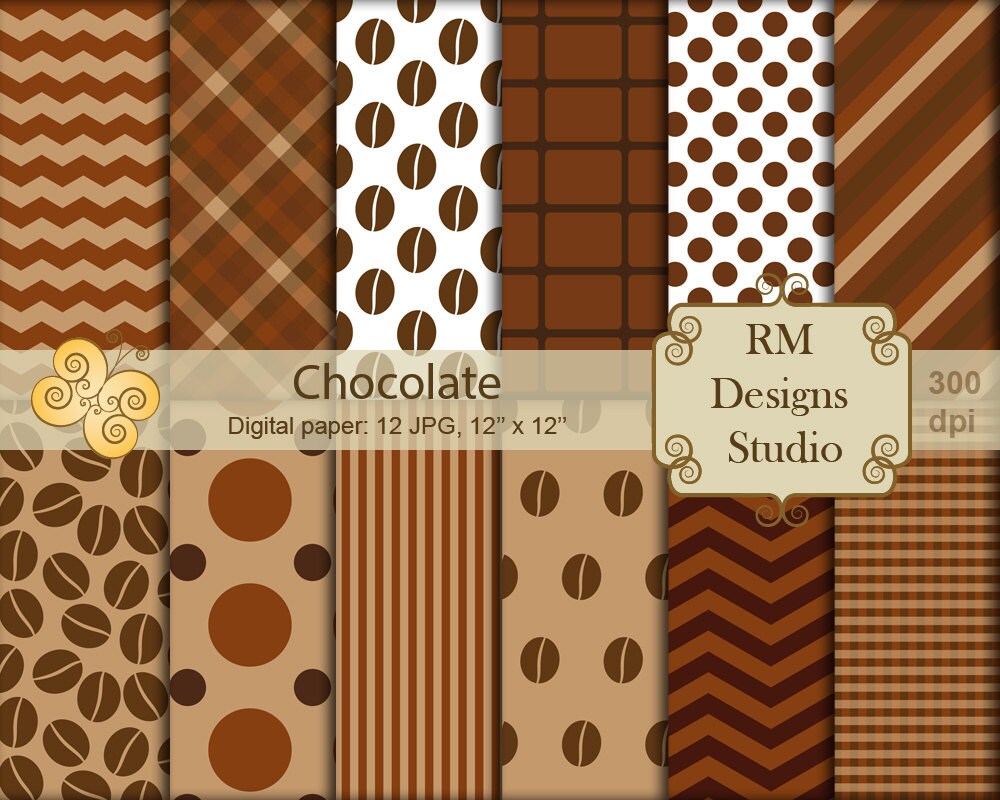 Chocolate Digital Paper SALE Set of 12 Coffee Beans - Etsy