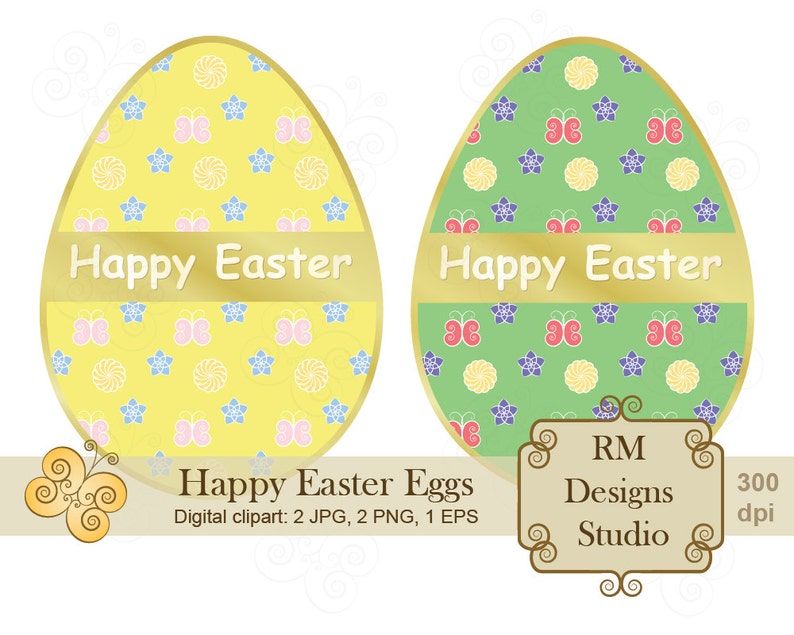 Symbol Holiday Card Flower SALE Vector illustration CL0030 Digital Clipart Painted Egg Happy Easter Eggs Spring Sign Design
