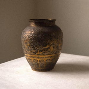 Antique brass hand made engraved vessel