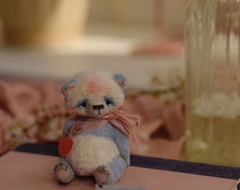 Little teddy bear, stuffed bear toy, memory tiny  bear for gift, friend for Blythe