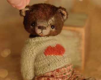 Artist teddy bear, stuffed bear, memory bear