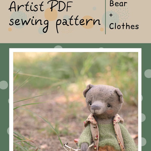 Sewing PATTERN PDF of teddy bear, how to make teddy bear, teddy bear in clothes, pattern of toy bear