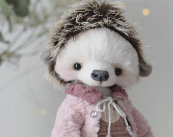 OOAK plush teddy hedgehog - hedgehog teddy,  kawaii plush, OOAK teddy hedgeho, stuffed hedgehog, cute hedgehog plush