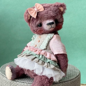 Artist stuffed bear,bear girl figurine, little bear doll image 7