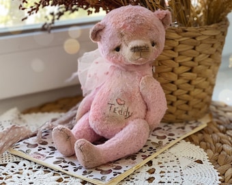 Artist Stuffed memory Bear -  custom bear,  easy plushies bear, collectible toy, gift bear