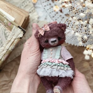 Artist stuffed bear,bear girl figurine, little bear doll image 2